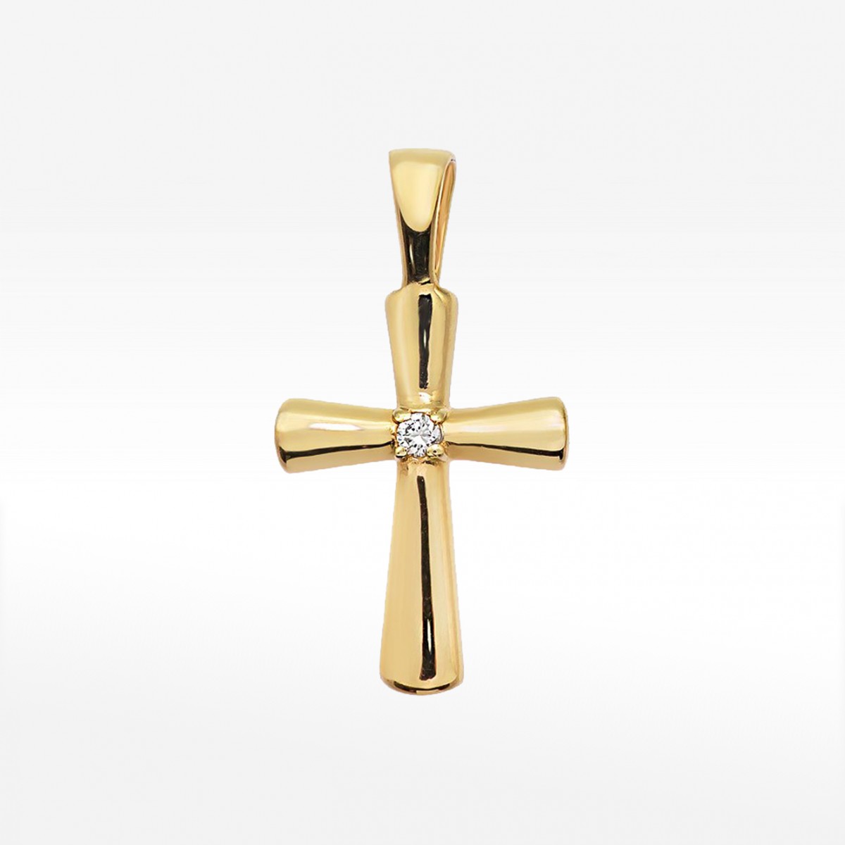 Krzyż z żółtego złota z diamentem - próba 585 0,015CT K-003 A