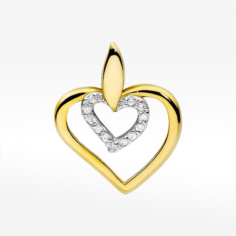 Zawieszka z żółtego złota z diamentami  - próba 585 0,06CT S-016