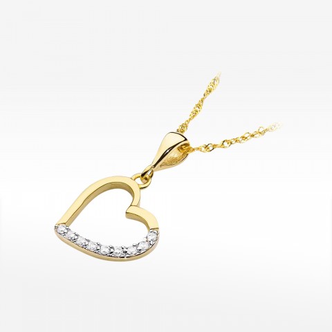 Zawieszka z żółtego złota z diamentami  - próba 585 0,131CT S-018