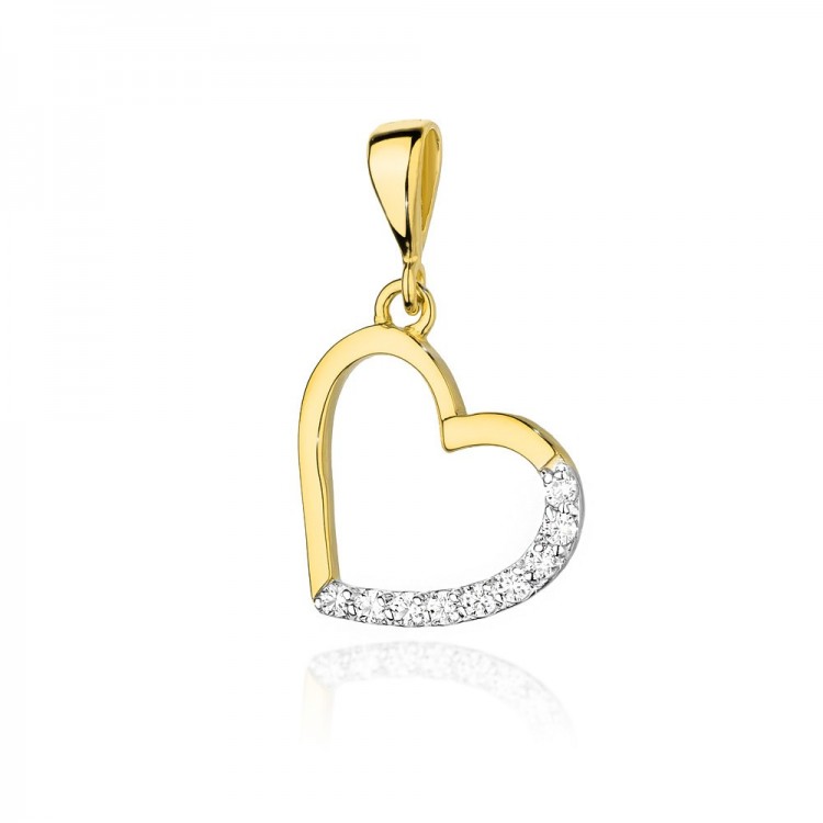 Zawieszka z żółtego złota z diamentami  - próba 585 0,131CT S-018