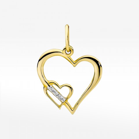 Zawieszka z żółtego złota z diamentami  - próba 585 0,015CT S-002A