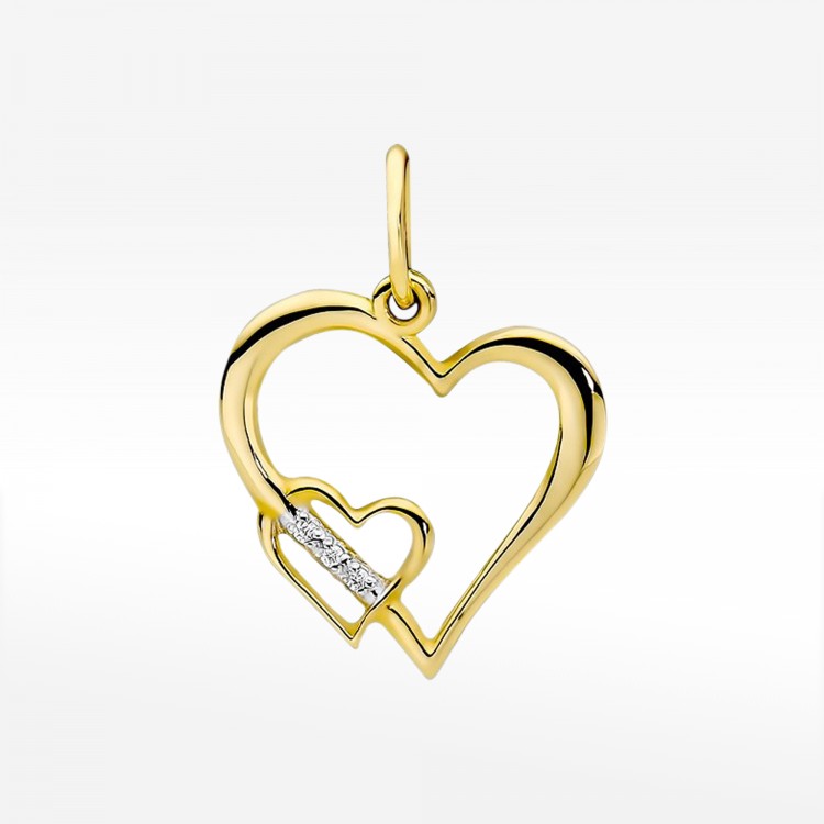 Zawieszka z żółtego złota z diamentami  - próba 585 0,015CT S-002A