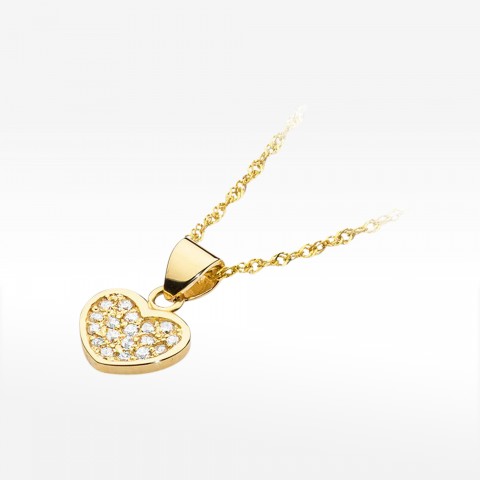 Zawieszka z żółtego złota z diamentami  - próba 585 0,155CT S-020