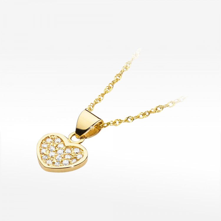 Zawieszka z żółtego złota z diamentami  - próba 585 0,155CT S-020