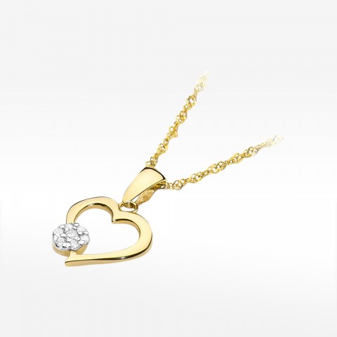 Zawieszka z żółtego złota z diamentami  - próba 585 0,066CT S-021