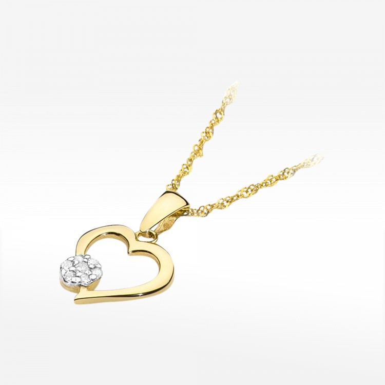 Zawieszka z żółtego złota z diamentami  - próba 585 0,066CT S-021