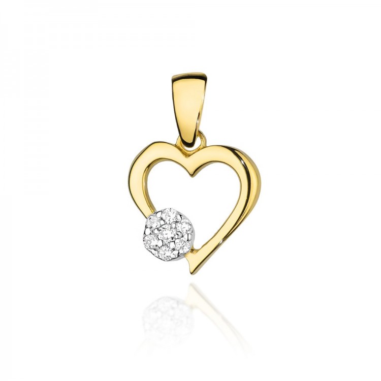 Zawieszka z żółtego złota z diamentami  - próba 585 0,066CT S-021