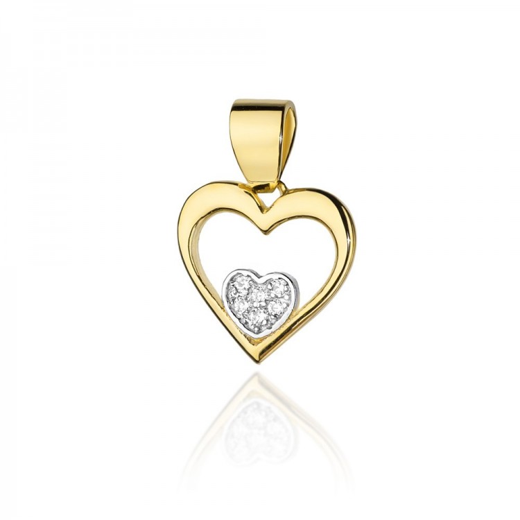 Zawieszka z żółtego złota z diamentami  - próba 585 0,052CT S-022