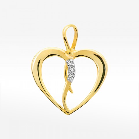 Zawieszka z żółtego złota z diamentami  - próba 585 0,026CT S-004