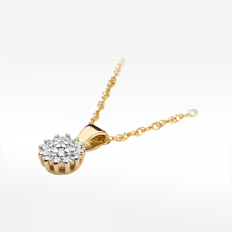 Zawieszka z żółtego złota z diamentami  - próba 585 0,095CT Z-401A