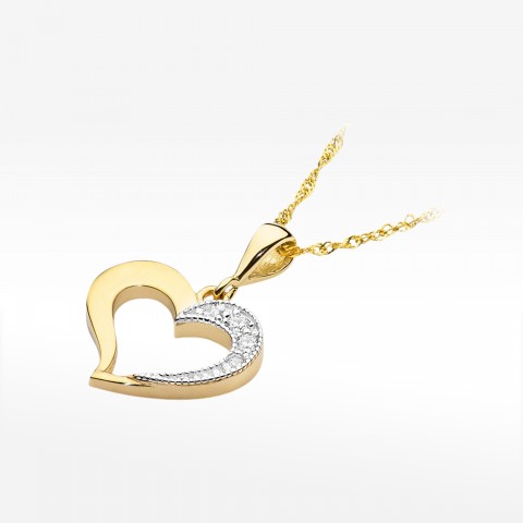 Zawieszka z żółtego złota z diamentami  - próba 585 0,064CT S-023
