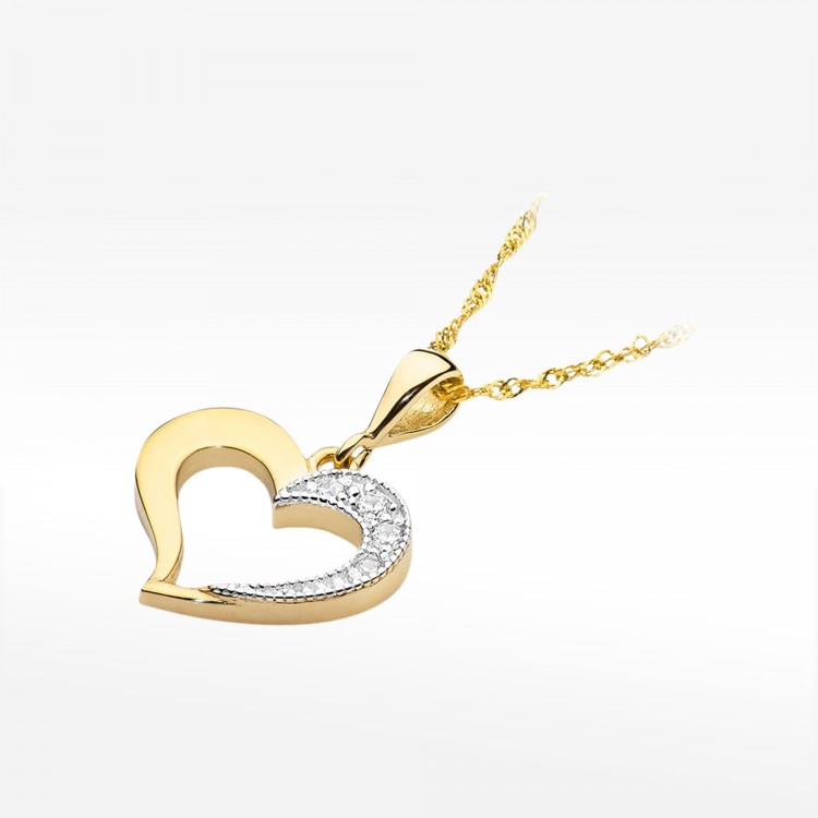 Zawieszka z żółtego złota z diamentami  - próba 585 0,064CT S-023