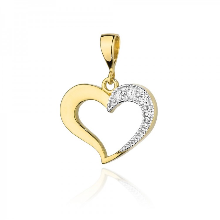 Zawieszka z żółtego złota z diamentami  - próba 585 0,064CT S-023