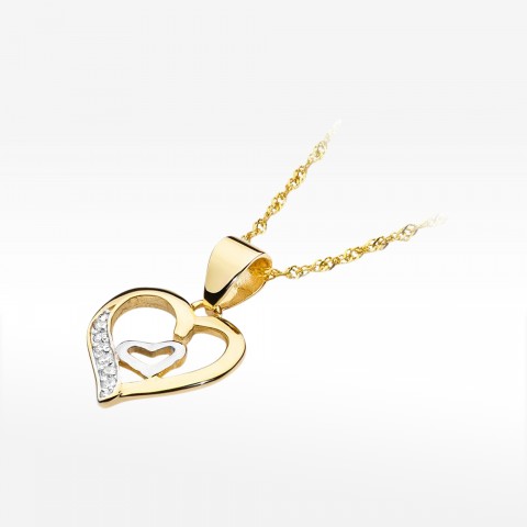 Zawieszka z żółtego złota z diamentami  - próba 585 0,052CT S-024