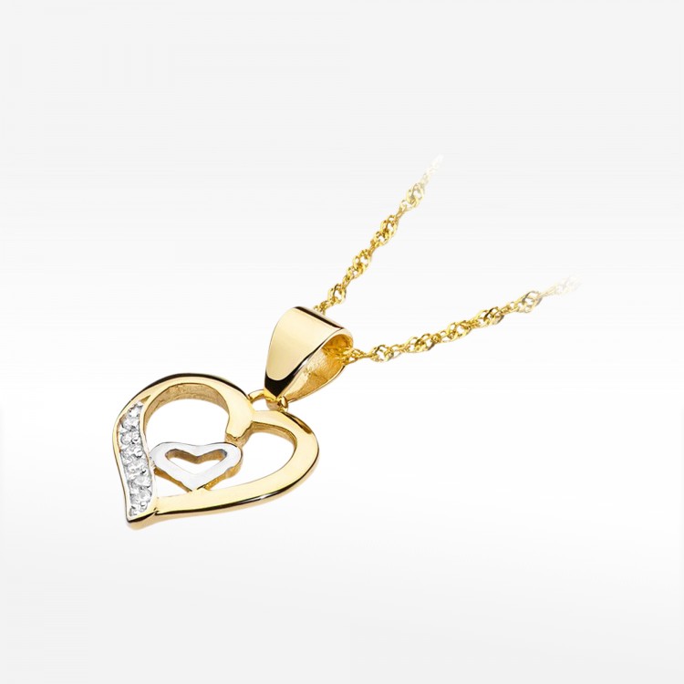Zawieszka z żółtego złota z diamentami  - próba 585 0,052CT S-024