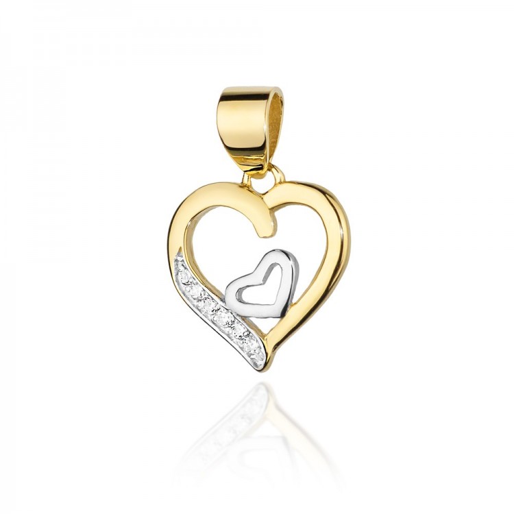Zawieszka z żółtego złota z diamentami  - próba 585 0,052CT S-024