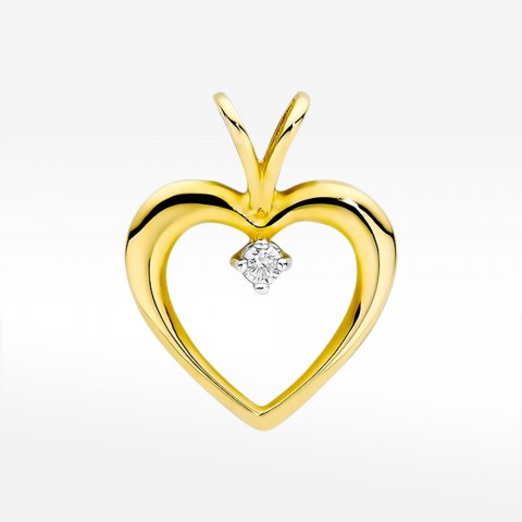 Zawieszka z żółtego złota z diamentem - próba 585 0,04CT S-003
