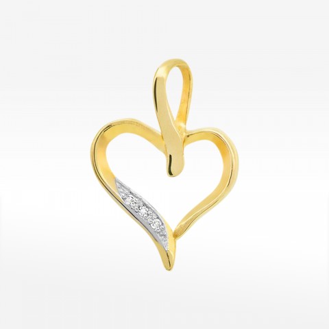 Zawieszka z żółtego złota z diamentami  - próba 585 0,015CT S-006
