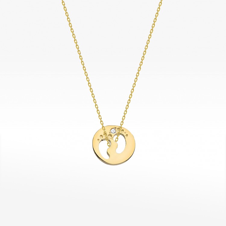 Naszyjnik z żółtego złota z diamentem - próba 585 0,005CT C-005A