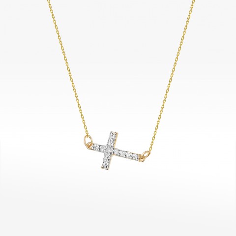 Naszyjnik z żółtego złota z diamentami  - próba 585 0,055CT C-006A