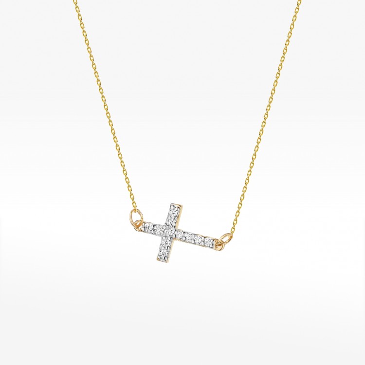 Naszyjnik z żółtego złota z diamentami  - próba 585 0,055CT C-006A