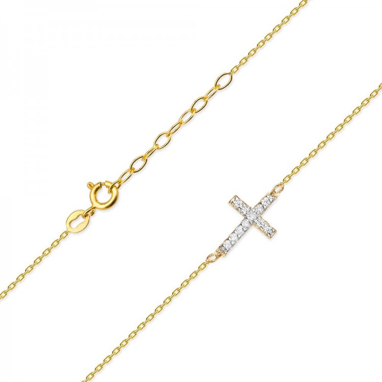 Naszyjnik z żółtego złota z diamentami  - próba 585 0,055CT C-006A