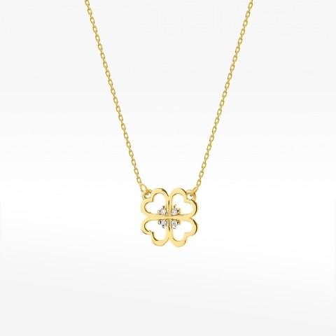 Naszyjnik z żółtego złota z diamentami  - próba 585 0,02CT C-008A