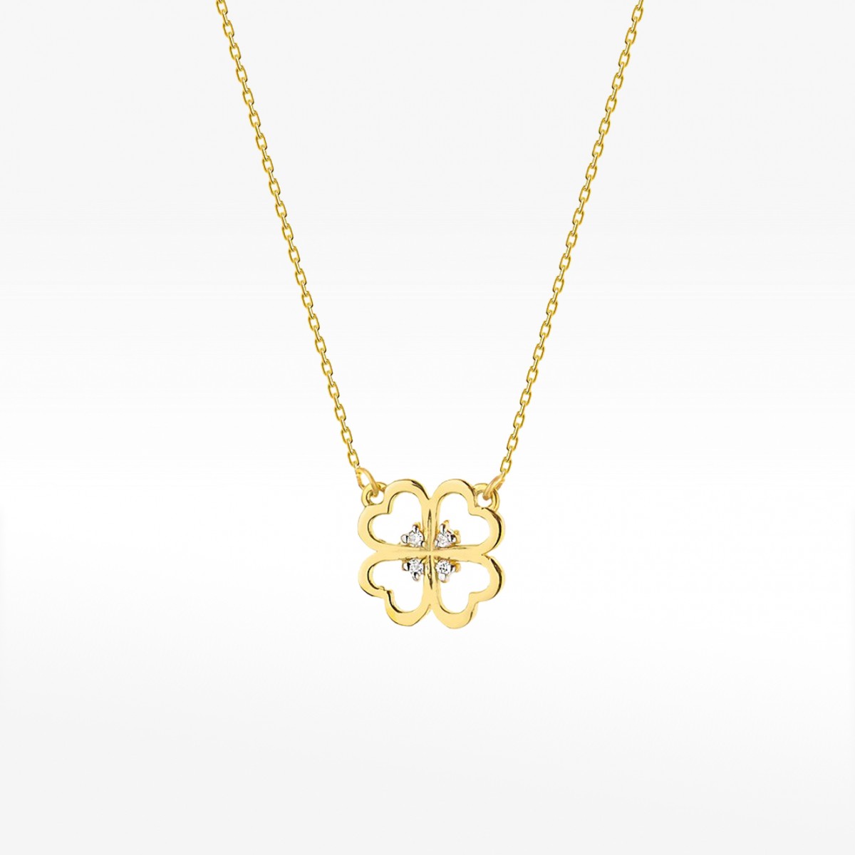 Naszyjnik z żółtego złota z diamentami  - próba 585 0,02CT C-008A