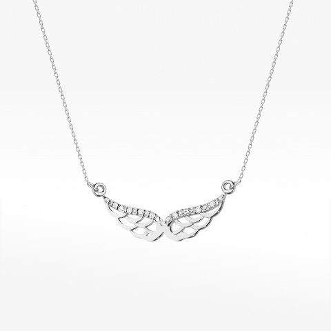 Naszyjnik z białego złota z diamentami  - próba 585 0,03CT C-001B