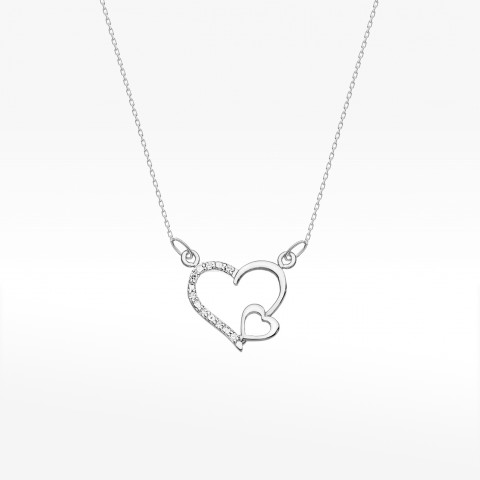 Naszyjnik z białego złota z diamentami  - próba 585 0,035CT C-003B
