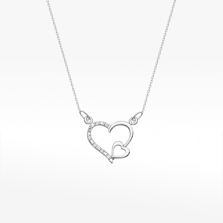 Naszyjnik z białego złota z diamentami  - próba 585 0,035CT C-003B