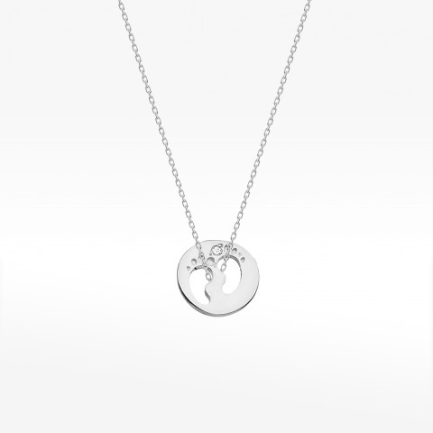 Naszyjnik z białego złota z diamentem - próba 585 0,005CT C-005B