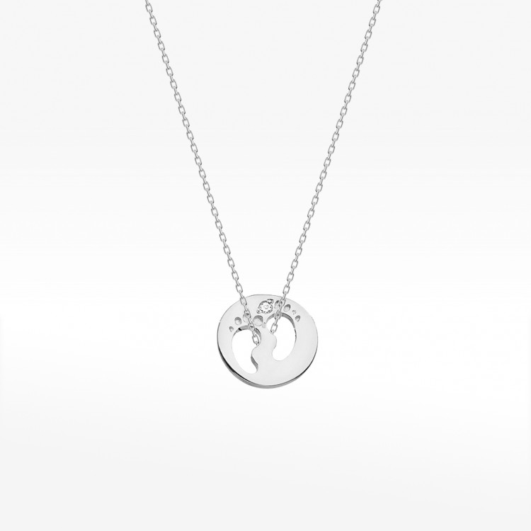 Naszyjnik z białego złota z diamentem - próba 585 0,005CT C-005B