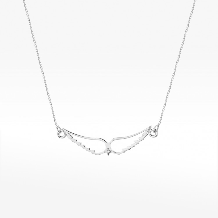 Naszyjnik z białego złota z diamentem - próba 585 0,005CT C-007B