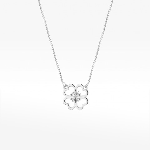 Naszyjnik z białego złota z diamentami  - próba 585 0,02CT C-008B