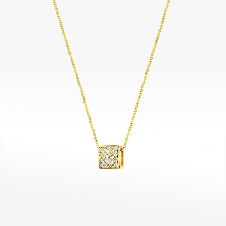 Naszyjnik z żółtego złota z diamentami  - próba 585 0,08CT C-013A
