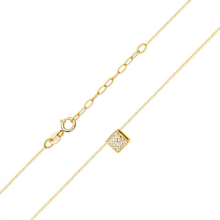 Naszyjnik z żółtego złota z diamentami  - próba 585 0,08CT C-013A