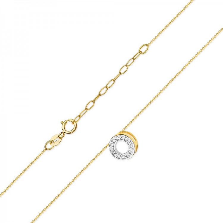 Naszyjnik z żółtego złota z diamentami  - próba 585 0,065CT C-014A
