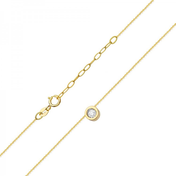 Naszyjnik z żółtego złota z diamentem - próba 585 0,08CT C-016A