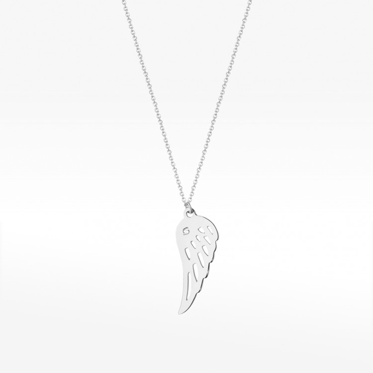Naszyjnik z białego złota z diamentem - próba 585 0,005CT C-012B