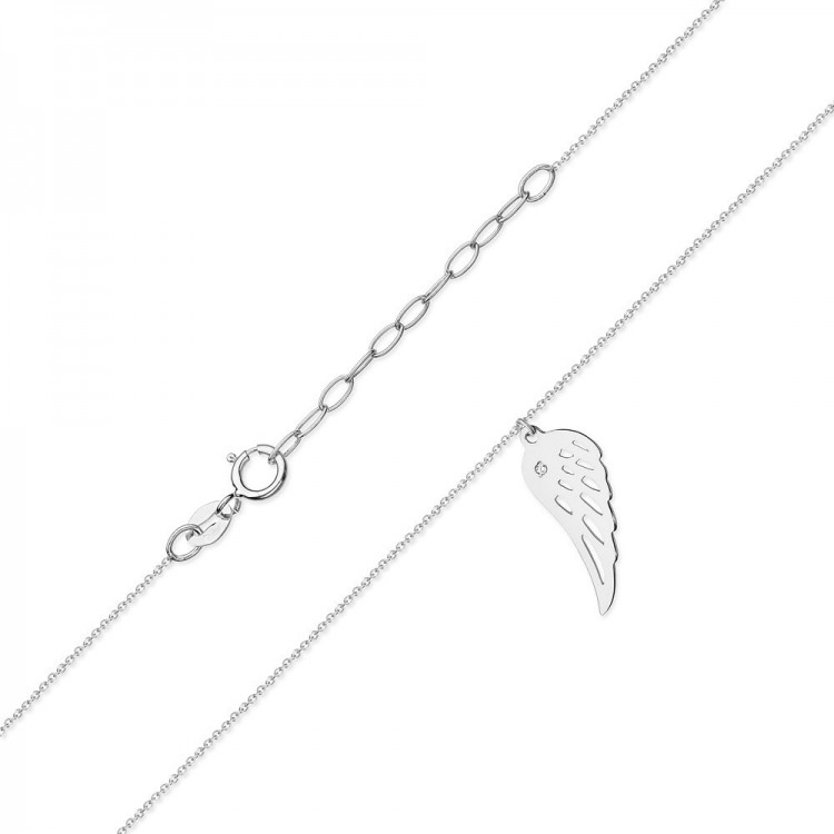 Naszyjnik z białego złota z diamentem - próba 585 0,005CT C-012B