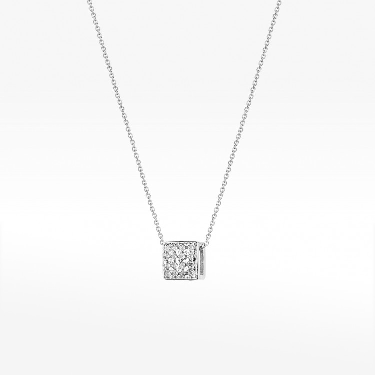 Naszyjnik z białego złota z diamentami  - próba 585 0,08CT C-013B