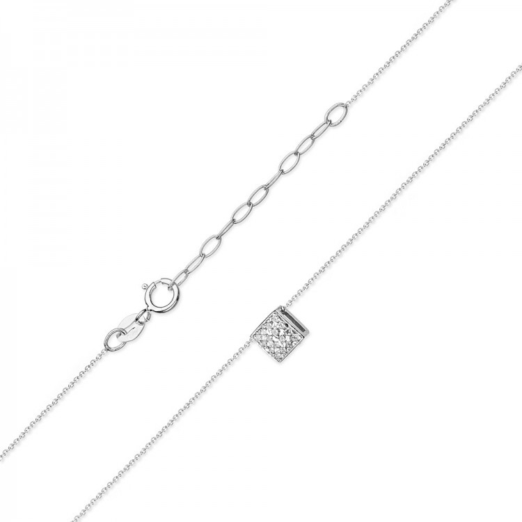 Naszyjnik z białego złota z diamentami  - próba 585 0,08CT C-013B