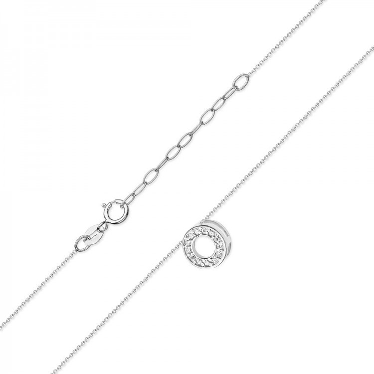 Naszyjnik z białego złota z diamentami  - próba 585 0,065CT C-014B