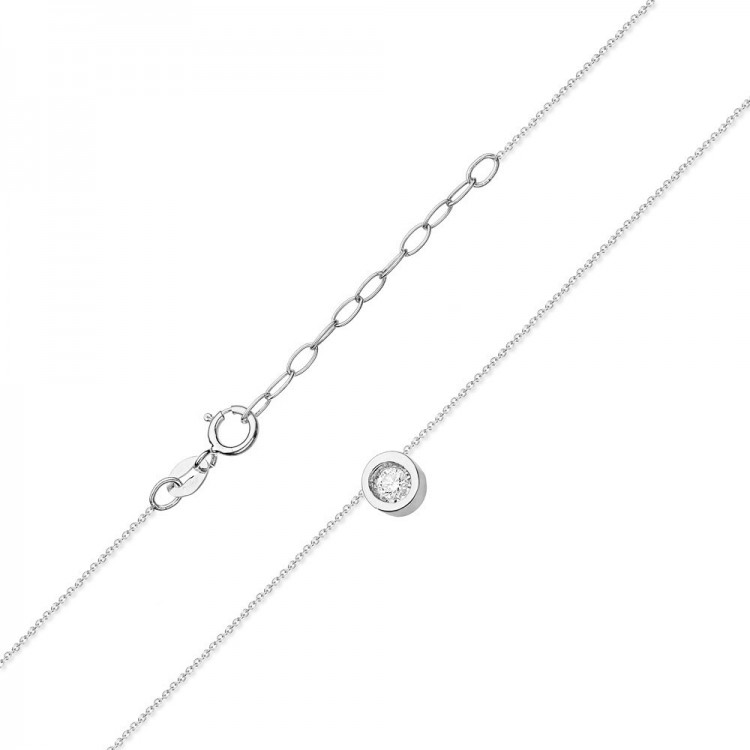 Naszyjnik z białego złota z diamentem - próba 585 0,08CT C-016B