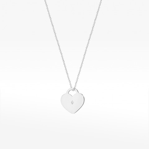 Naszyjnik z białego złota z diamentem - próba 585 0,005CT C-015B