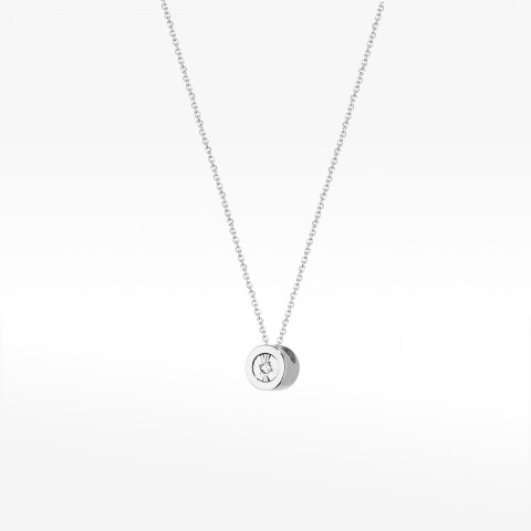 Naszyjnik z białego złota z diamentem - próba 585 0,015CT C-017B