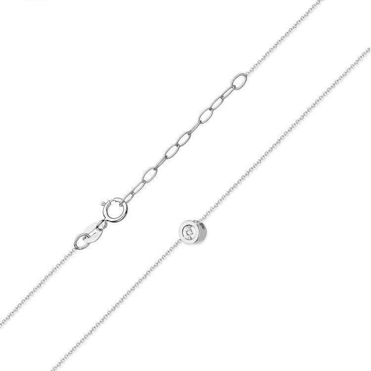 Naszyjnik z białego złota z diamentem - próba 585 0,015CT C-017B