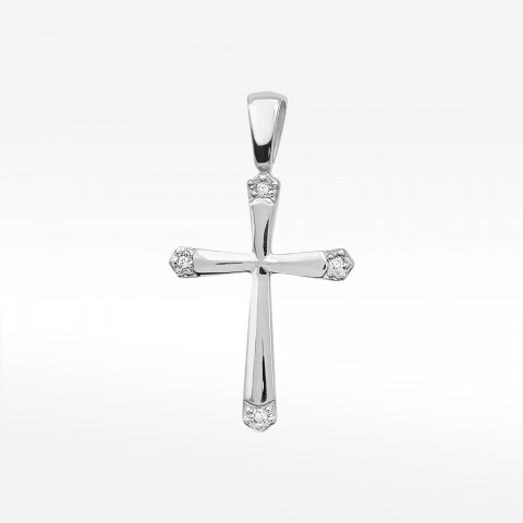 Krzyż z białego złota z diamentami  - próba 585 0,02CT K-001 B