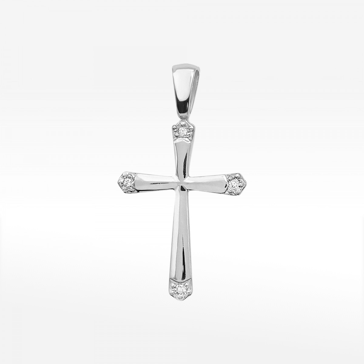 Krzyż z białego złota z diamentami  - próba 585 0,02CT K-001 B